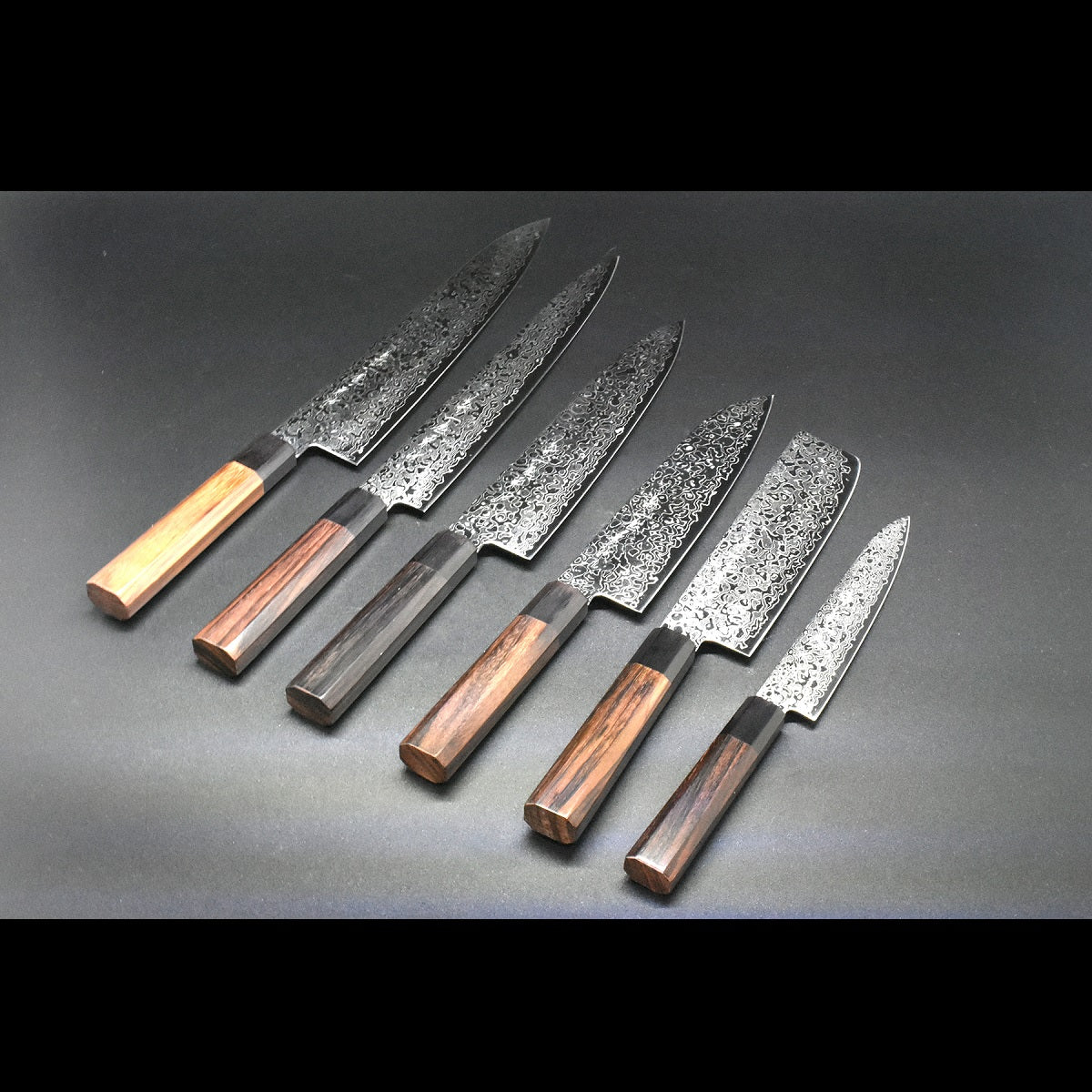 ダマスカス鋼狩猟オリジナルナイフ 最高級天然ローズウッド・アワビ -